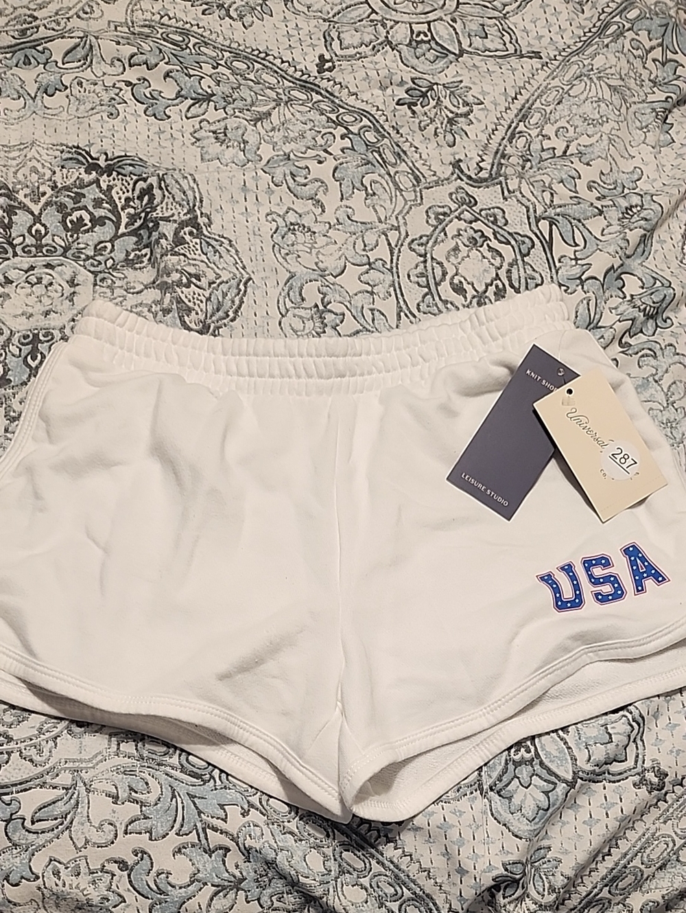 Universal Thread White Athletic Shorts with USA Lettering